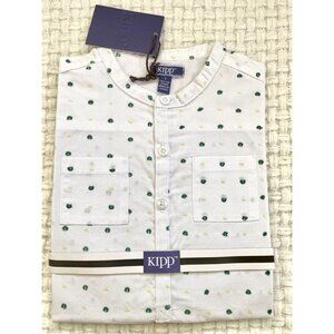 NWT White And Green Swiss Dot Short Sleeve Shirt